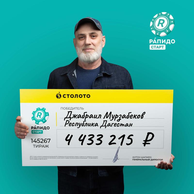 Житель Республики Дагестан выиграл в лотерею от «Столото» более 4,4 млн рублей